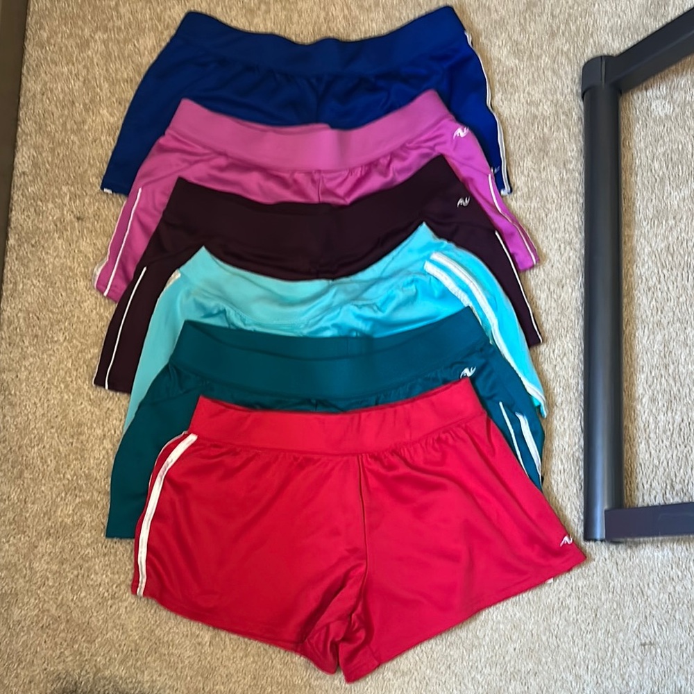Athletic Works Women's Shorts Multipack- Red, Pink, Blue, Teal, Purple